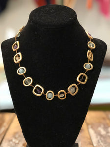 Sea Lily Gold tone Necklace with Genuine Gemstones